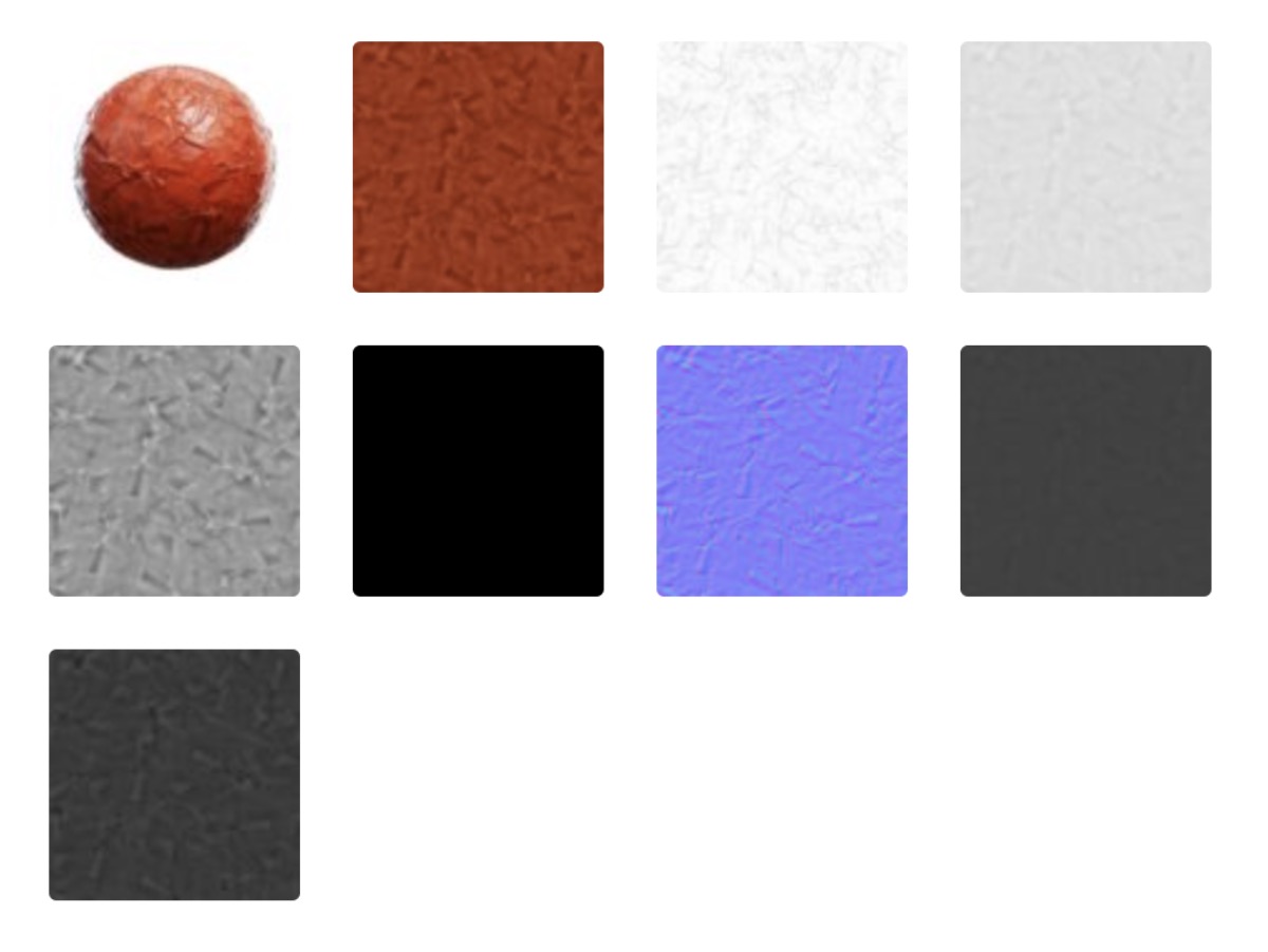 The various 2D bitmaps included in a texture pack.