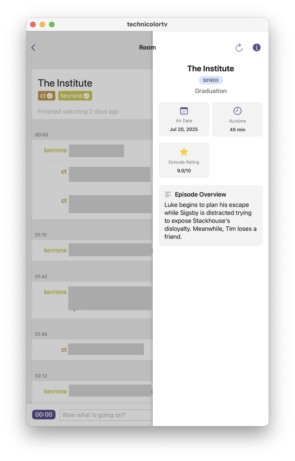 Episode info screen showing metadata from TMDB Episode info screen showing metadata from TMDB