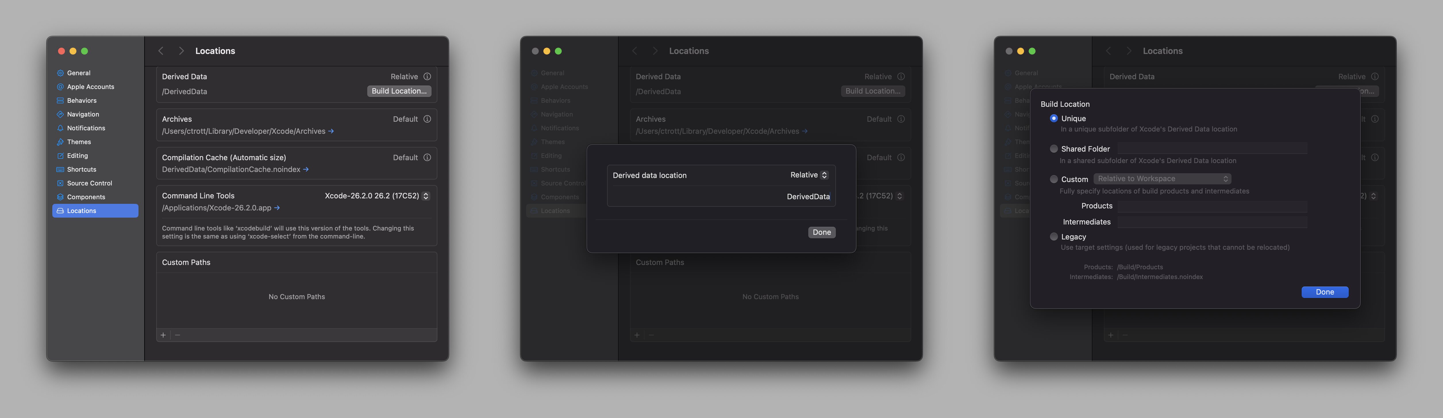 DerivedData settings in Xcode DerivedData settings in Xcode