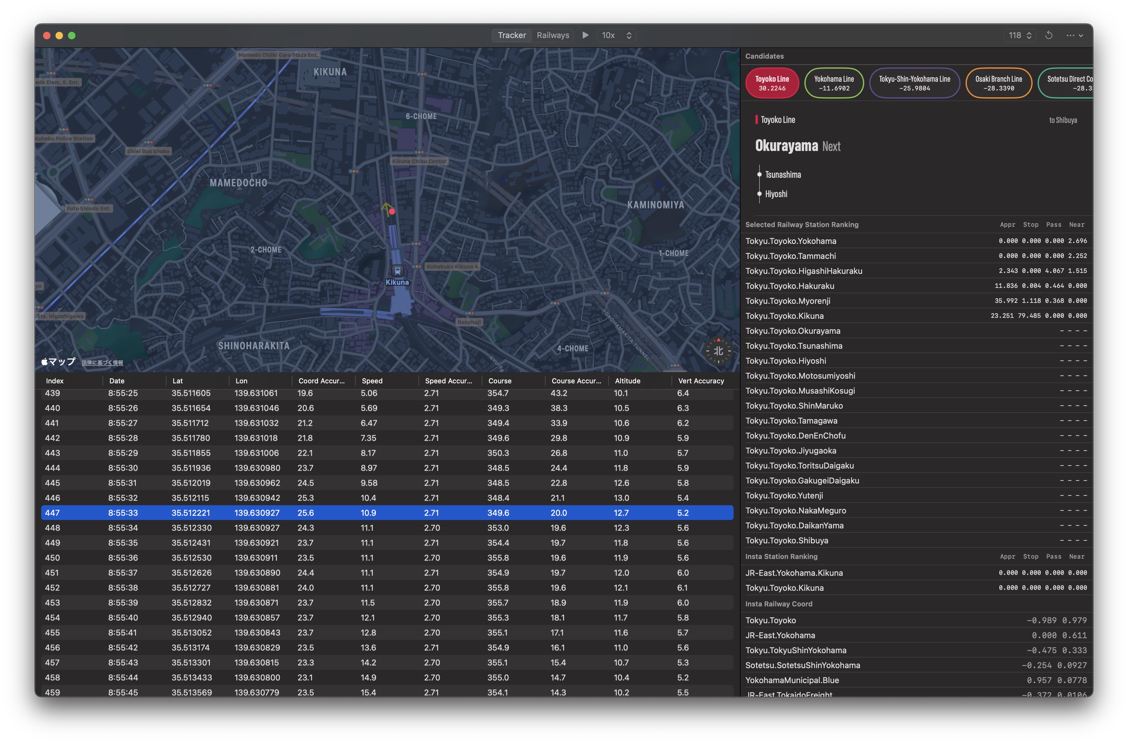 The paused state of the custom train tracker viewer app I built to develop/debug Eki Live's tracking algorithm The paused state of the custom train tracker viewer app I built to develop/debug Eki Live's tracking algorithm