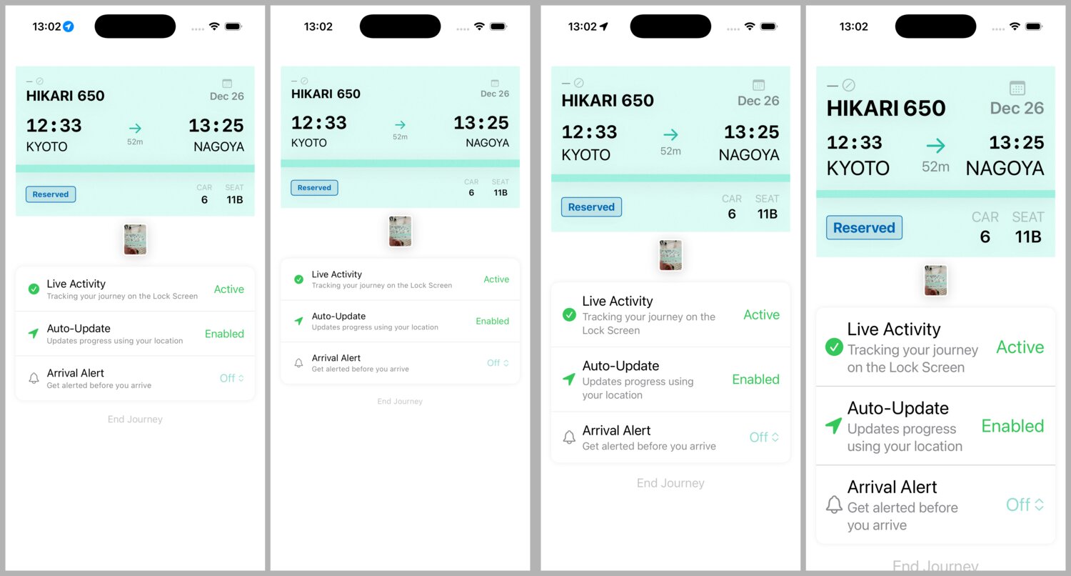 Trip screen with various Dynamic Type sizes